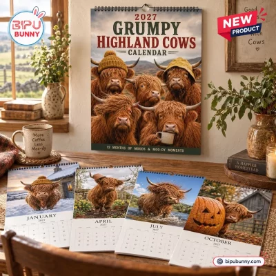 Grumpy Highland Cows 2027 Wall Calendar