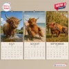 Front view of Grumpy Highland Cows 2027 Wall Calendar showing July, August, and September pages.