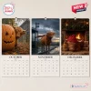 Three open pages of the Grumpy Highland Cows 2027 Wall Calendar showing October, November, and December.