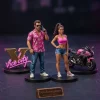 Front view of GTA 6 2026 Advent Calendar collectible figures including a man, woman, Vice City logo, and motorcycle.