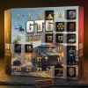 Front view of GTA 6 Five-Star Heist Edition 2026 Advent Calendar with numbered doors open to reveal mini figures and items.