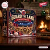Front view of Guard The Land Baseball 2026 Advent Calendar on a wooden table with a fireplace background.