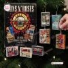 Front view of a Guns N Roses cassette tape advent calendar with hanging ornament replicas.