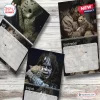 Top view of Horror Movie and Cats 2027 Wall Calendar pages open to July, August, and September.