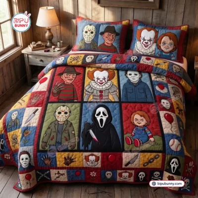 Horror Movie Characters Patchwork Quilt Bedding Set Horror Movie Characters Patchwork Quilt Bedding Set