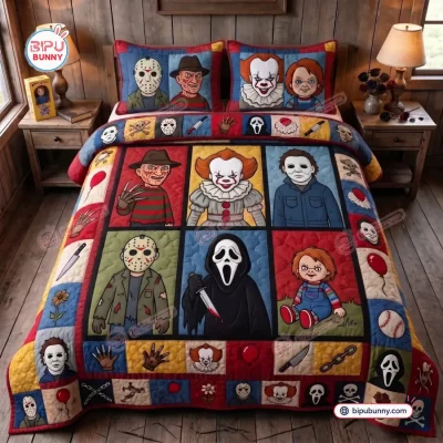 Horror Movie Characters Patchwork Quilt Bedding Set