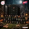 Front view of Horror Movie Figures Collectibles Advent Calendar with open numbered doors and displayed figurines.