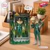 Front view of the Hot Toys Mighty Morphin Power Rangers Tommy Oliver Figure standing beside its commemorative packaging box.