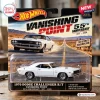 Front three-quarter view of the Hot Wheels Vanishing Point 1970 Dodge Challenger R/T Die-Cast Car in its blister pack.