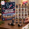Front view of Houston Texans NFL Advent Calendar box with toy figurines displayed on a tiered stand.