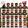 Front view of Houston Texans NFL Advent Calendar figures arranged on shelves with player names.