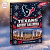 Angled view of Houston Texans NFL Advent Calendar box with stadium graphic and snowflakes.