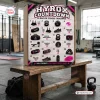 Front view of the HYROX Fitness Advent Calendar 2026 resting on a wooden gym bench.