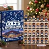 Front view of an Indianapolis Colts Advent Calendar box next to a display of 24 player figurines.