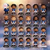 Front view of Indianapolis Colts player figurines arranged in rows with nameplates.