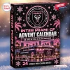 Front view of an Inter Miami CF Christmas Advent Calendar featuring stadium and palm tree graphics.