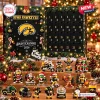 Open Iowa Hawkeyes 2026 Christmas Advent Calendar with 24 numbered drawers and holiday figurines.