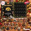 Open Iowa Hawkeyes 2026 Christmas Advent Calendar displaying numbered doors and figurines.