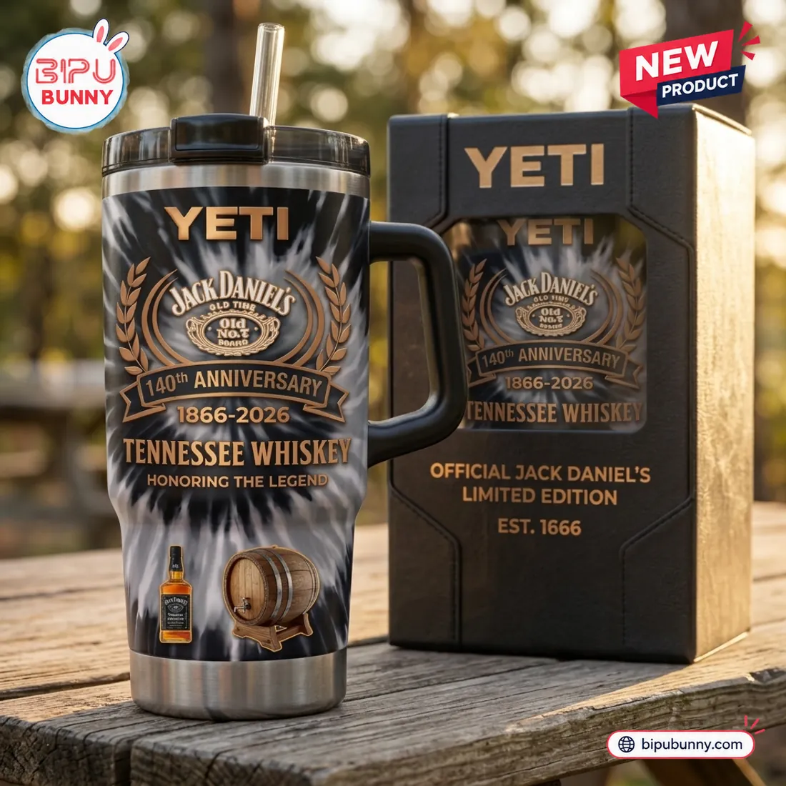 Jack Daniels 140th Anniversary YETI Handle Tumbler Jack Daniels 140th Anniversary YETI Handle Tumbler
