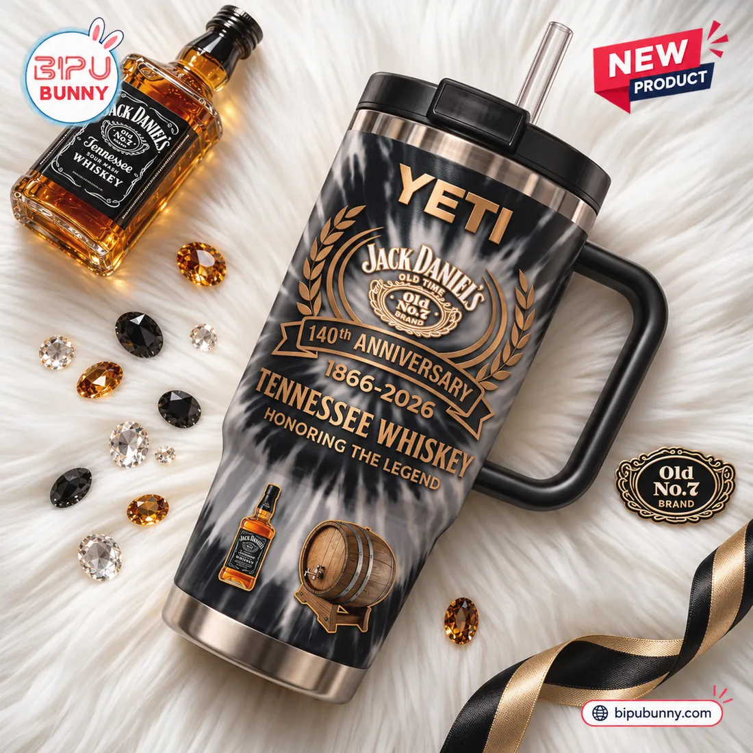 Jack Daniels 140th Anniversary YETI Handle Tumbler Jack Daniels 140th Anniversary YETI Handle Tumbler