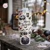 Front view of the Jack Skellington Nightmare Before Christmas 40Oz Tumbler with holiday motifs and Merry Jackmas text.