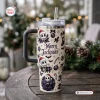 Front view of a Jack Skellington Nightmare Before Christmas 40Oz Tumbler featuring a Merry Jackmas holiday pattern.
