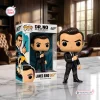Front view of James Bond Dr. No 65th Anniversary vinyl figure standing beside its themed packaging box.
