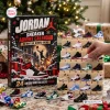 Front view of Jordan Sneaker Advent Calendar 2026 with twenty-four mini shoes on shelves.