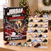 Front view of Jordan Sneaker Advent Calendar 2026 with twenty four miniature sneakers displayed on shelves.