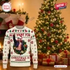 Front view of a Jungkook Christmas Holiday Ugly Sweater featuring holiday patterns and festive graphics.