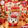Front view of Kansas City Chiefs Dumpling Advent Calendar box with wolf mascot figure.