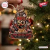 Closeup of a Kiss Rock Band 50th Anniversary Ornament shaped like a tree with band member portraits and a guitar.