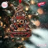 Close-up view of a Kiss Rock Band 50th Anniversary ornament hanging on a lit Christmas tree.