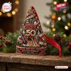 Front view of Kiss Rock Band 50th Anniversary Ornament shaped like a tree with face portraits.
