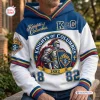 Front view of a Knights of Columbus white hoodie featuring a knight graphic, 1882 text, and blue and yellow stripes.