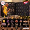 Front view of Kobe Bryant Los Angeles Lakers 2026 Advent Calendar with numbered daily compartments and figurines.