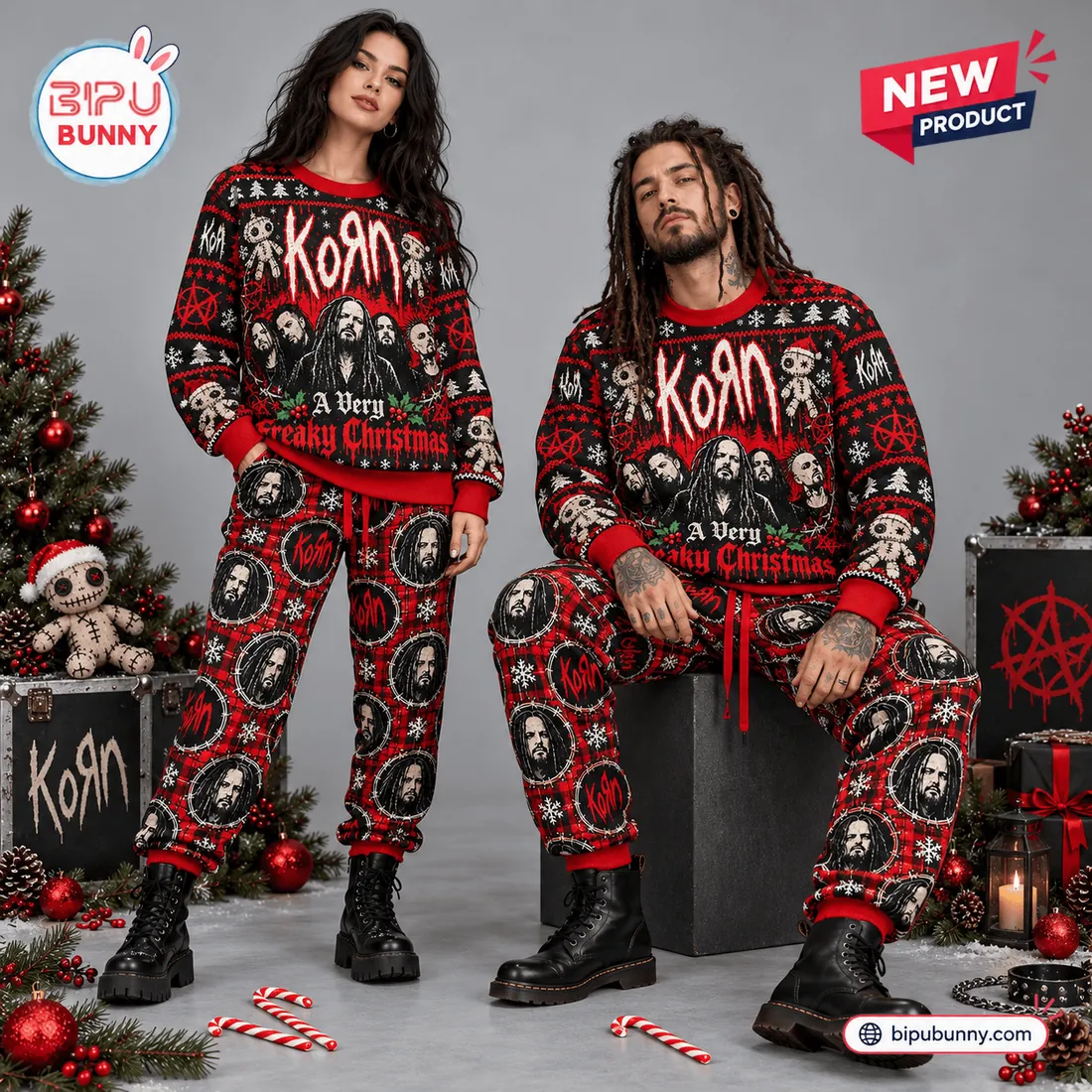 Korn Red 2026 Christmas Sweater and Jogger Set Korn Red 2026 Christmas Sweater and Jogger Set
