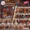 Front view of Krampus Advent Calendar 2026 packaging alongside twenty-four dark holiday figurines.