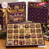 Top-down view of the Louisiana State University Tigers Christmas Advent Calendar with 24 numbered doors and ornaments.