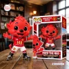 Front view of the Manchester United Fred The Red 148th Anniversary Vinyl Figure standing next to its branded box.