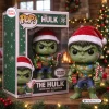 Front view of the Marvel The Hulk Christmas Elf Vinyl Figure standing outside its packaging box.