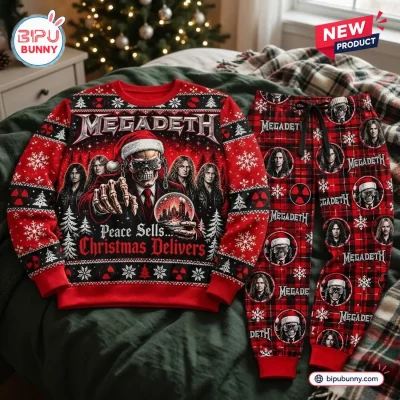 Megadeth Christmas Sweater And Jogger Pants Set