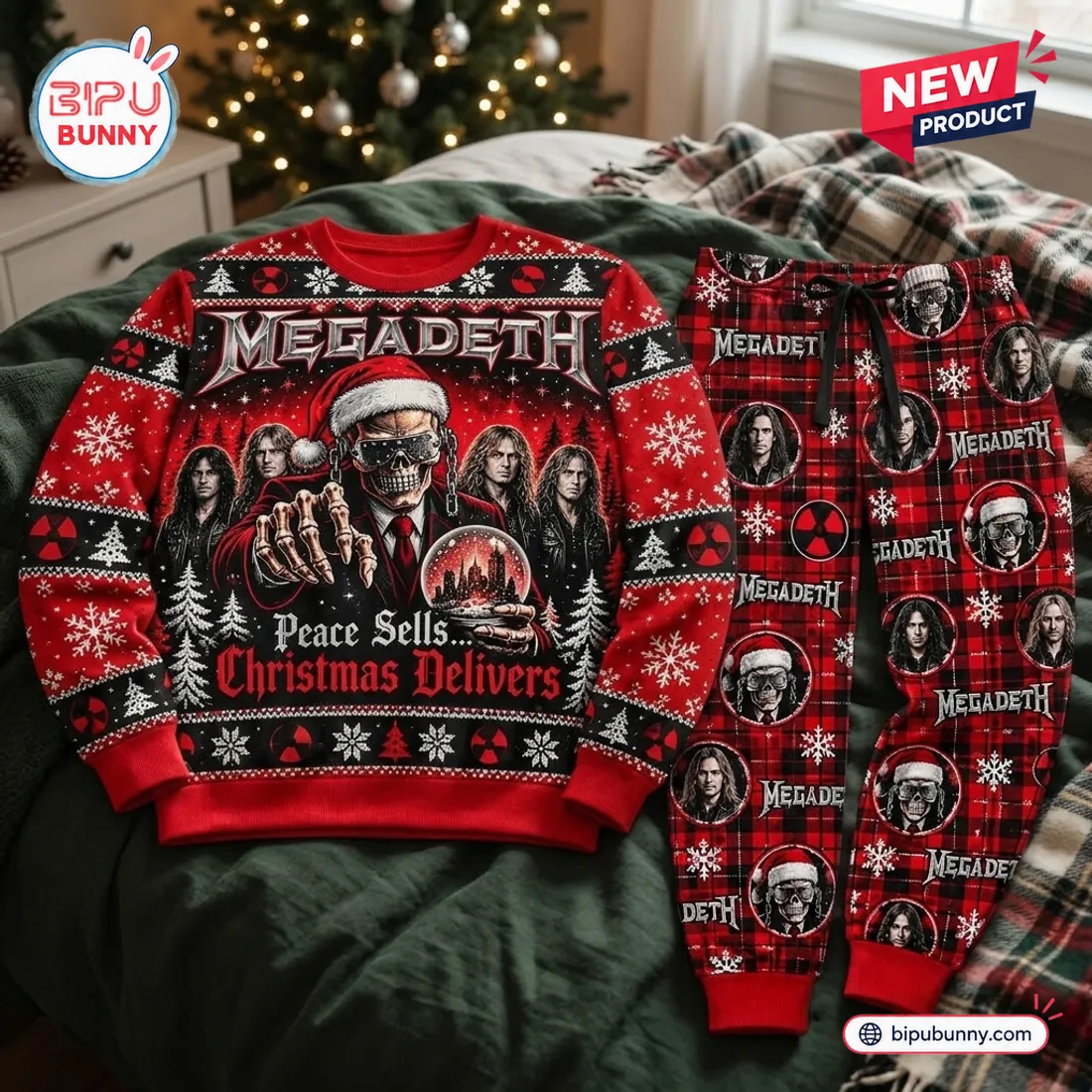 Megadeth Christmas Sweater And Jogger Pants Set Megadeth Christmas Sweater And Jogger Pants Set