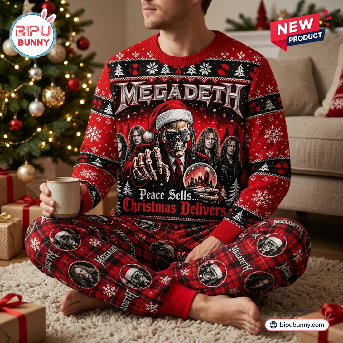 Megadeth Christmas Sweater And Jogger Pants Set Megadeth Christmas Sweater And Jogger Pants Set