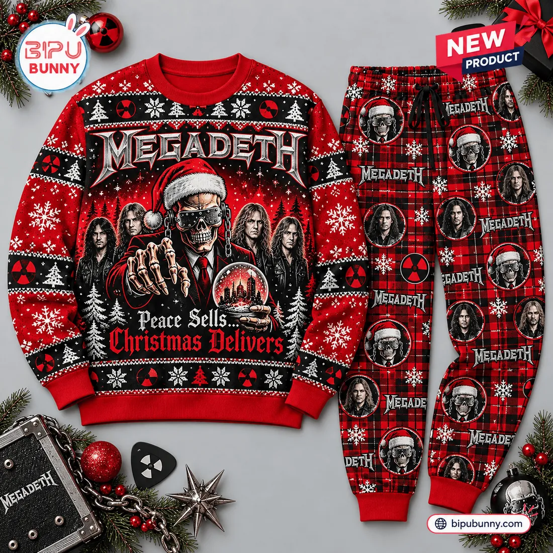 Megadeth Christmas Sweater And Jogger Pants Set Megadeth Christmas Sweater And Jogger Pants Set