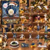 Front view of the Merry Christmas 2026 Milwaukee Brewers Advent Calendar box and arranged figurines.