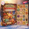 Front view of Merry Christmas Pokémon Advent Calendar open to reveal twenty-four numbered compartments with figures.