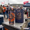 Front view of Mike Ditka Da Coach Chicago Bears Tumbler with straw next to matching box on tailgate.