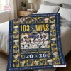 Folded view of the Milwaukee Brewers 103 Wins Quilt Blanket featuring player photos and franchise history text.