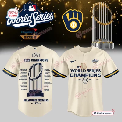 Milwaukee Brewers 2026 World Series Champions Cream Baseball Jersey